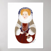 Matroesjka-poster van Koningin Elizabeth I van Eng