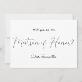 Matron d'honneur Black White Invitation (Devant)