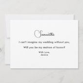 Matron d'honneur Black White Invitation (Dos)