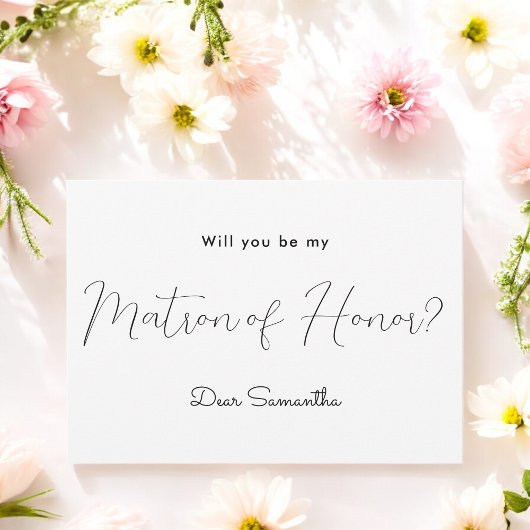 Matron d'honneur Black White Invitation
