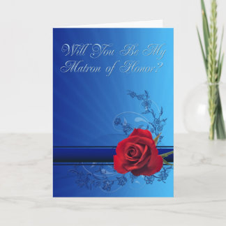 Matron d'honneur invitation avec une rose rouge