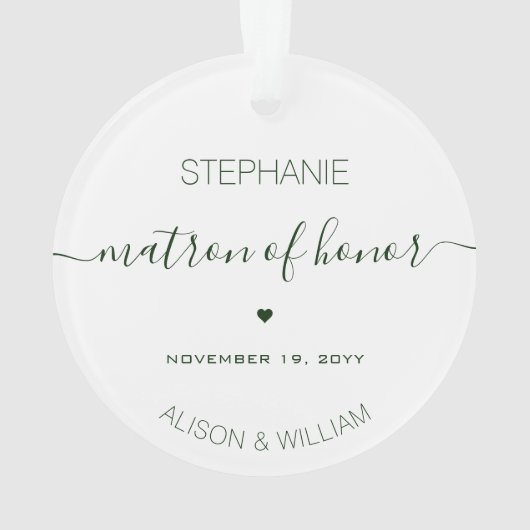 Matron d'honneur - Texte vert foncé (dos)