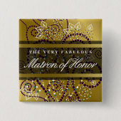 MATRON HONOR Boho Spirals Gold Wedding Button (Voorkant)