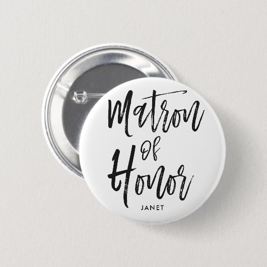 Matron of Honor | Aangepaste bruiloft in Script-st Ronde Button 5,7 Cm (Voorkant /achterkant)