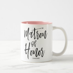 Matron of Honor   Aangepaste bruiloft in Script-st Tweekleurige Koffiemok