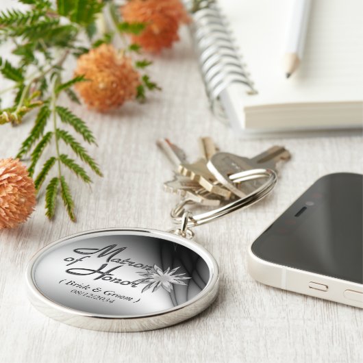 Matron of Honor Black en White Custom Sleutelhange Sleutelhanger (Zijkant)