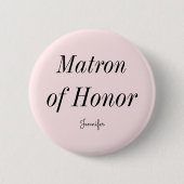 Matron of Honor Blush Pink Wedding Button (Voorkant)