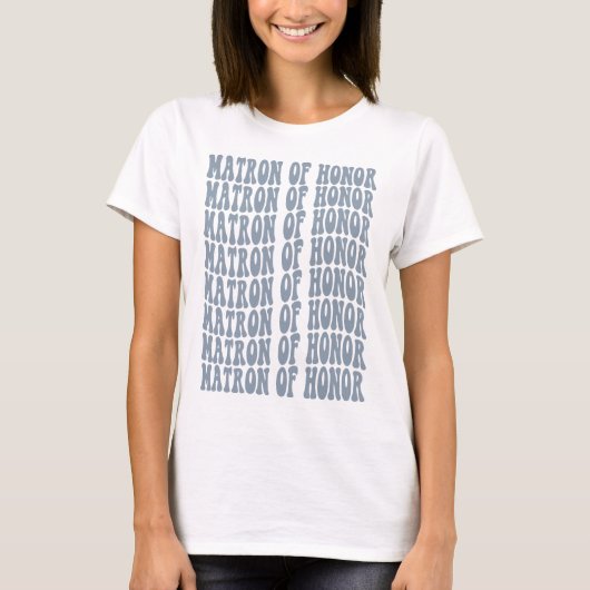 Matron of Honor Dusty Blue Matching Bridal Party T-shirt (Voorkant)