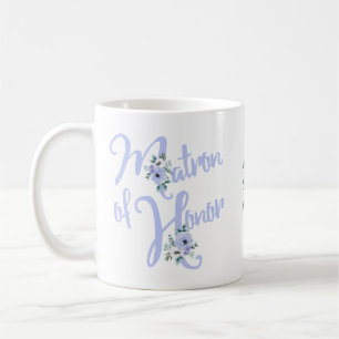 Matron of Honor Floral Letter Dusty Blue Custom Koffiemok