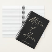 Matron of Honor Minimalist Personalized Black Notitieboek (Binnen)