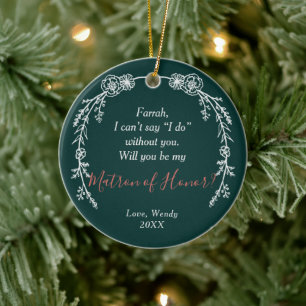 Matron of Honor Persoonlijk Voorstel Boho Laurel Keramisch Ornament