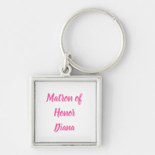 Matron of Honor Pink Custom Name Gifts Wedding Sleutelhanger