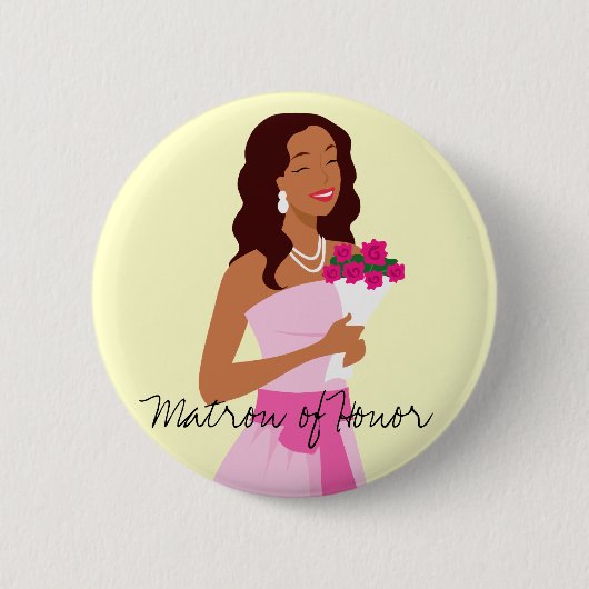 Matron of Honor Pink Wedding Gown Button (Voorkant)