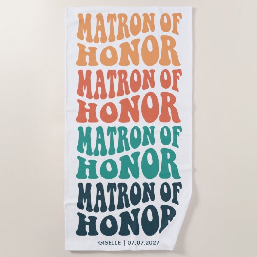 Matron of Honor Retro Pastel Gradient Strandlaken (Voorkant)