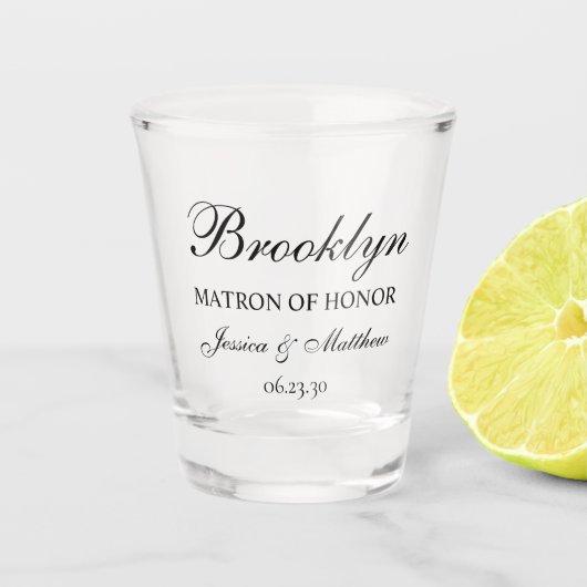 Matron of Honor Script Gepersonaliseerd Shot Glas (Voorkant)