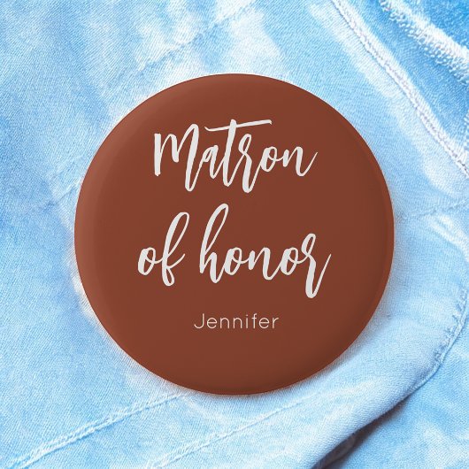 Matron of Honor Terracotta Brown Wedding Ronde Button 5,7 Cm