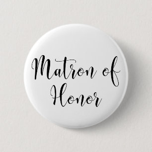 Matron van Honor Black Script Typografie (30) Ronde Button 5,7 Cm
