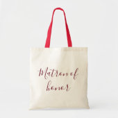 Matron van Honor Burgundy-kalligrafie Tote Bag (Voorkant)