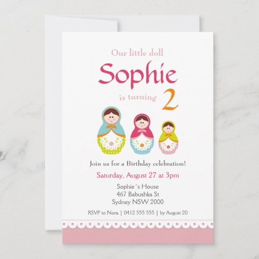 Matryoshka Anniversaire Fête Invitation (Devant)