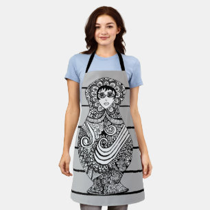 Matryoshka Doll BW Schort