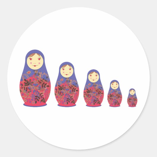Matryoshka Doll ~ Russian Nesting / Babushka Ronde Sticker (Voorkant)