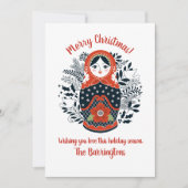 Matryoshka Nesting Doll Leuke Kerst Foto Kaart (Voorkant)