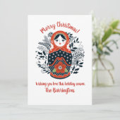 Matryoshka Nesting Doll Leuke Kerst Foto Kaart (Staand voorkant)