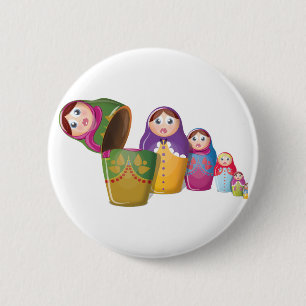 Matryoshka-pop - Russisch nestpoppenpatroon Ronde Button 5,7 Cm