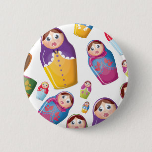 Matryoshka-pop - Russisch nestpoppenpatroon Ronde Button 5,7 Cm