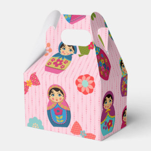 Matryoshka Russische Dolls Roze Achtergrond Bedankdoosjes