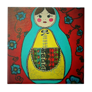 matryoshka russische nestdoll - keramische tegels tegeltje