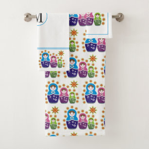 Matryoshka Russische poppen met monogram Bad Handdoek