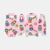Matryoshka Russische poppen roze achtergrond Bedankdoosjes (Uitgevouwen)
