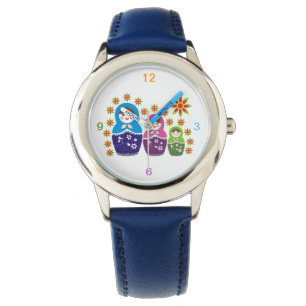Matryoshka Russische poppen & zonnebloemen, aangep Horloge