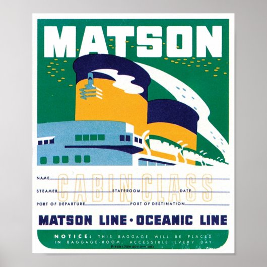 Matson Oceanic Line Poster (Voorkant)