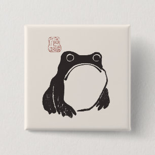 Matsumoto Hoji Kikker Sad Melancholy Japanse Artie Vierkante Button 5,1 Cm