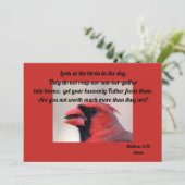 Matt 6 : 26 carte de voeux cardinale (Debout devant)