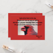 Matt 6 : 26 carte de voeux cardinale (Devant/Arrière en situation)