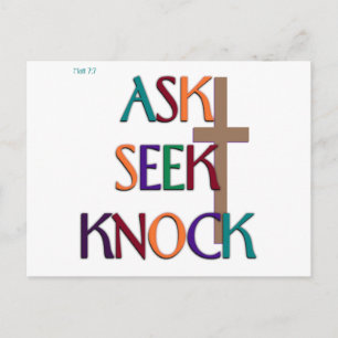 Matt 7:7 aanpasbaar Christelijk cadeau Briefkaart