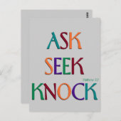 Matt 7:7 aanpasbaar sjabloon briefkaart (Voorkant / Achterkant)