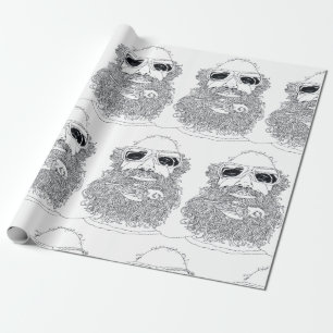 Matt met een vogel in zijn baarddewerkpapier cadeaupapier