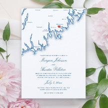 Mattapoisett MA Map Elegant Navy Blue Wedding