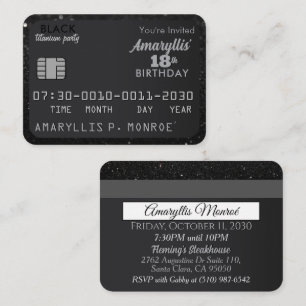 Matte Black Credit Kaart Verjaardagsuitnodigingen Notitiekaartje