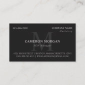 Matte Black Gray Monogrammed Professional Visitekaartje (Voorkant)