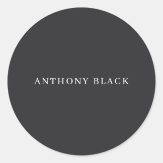 Matte Black Minimalist Plain Elegant Classical Ronde Sticker