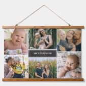 Matte Black Modern 6 Foto Collage & Name Hangend Wandkleed (Voorkant)