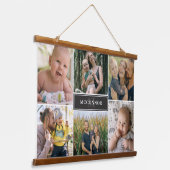 Matte Black Modern 6 Foto Collage & Name Hangend Wandkleed (Gebogen)