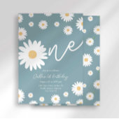 Matte Blue Daisy 1er Invitation anniversaire
