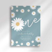 Matte Blue Daisy 1er Invitation anniversaire