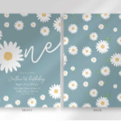 Matte Blue Daisy 1er Invitation anniversaire